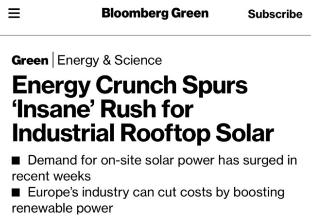 Bloomberg news article rooftop solar